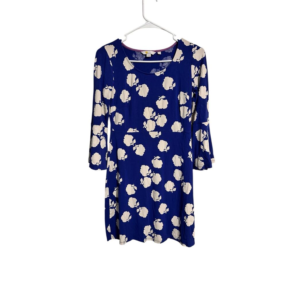Boden Miriam Jersey Tunic Dress Floral 3/4 Sleeve Size 6 Blue